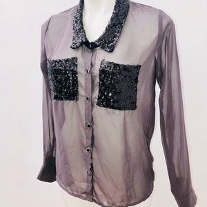 Nasty Gal solemio gray top with sequins